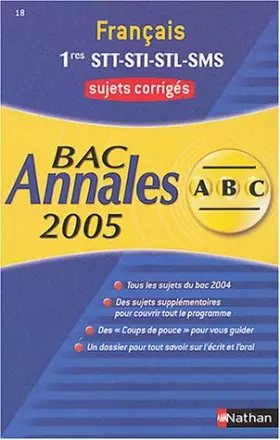 Couverture du produit · Français 1e STT-STI-STL-SMS : Sujets corrigés