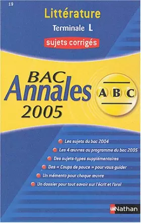 Couverture du produit · Littérature Tle L : Sujets corrigés