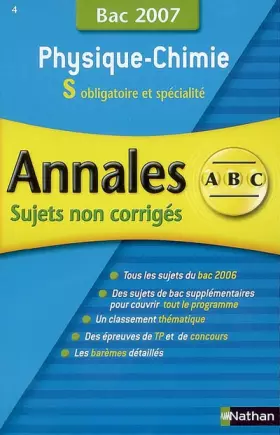 Couverture du produit · Physique-Chimie S : Sujets non corrigés Bac 2007