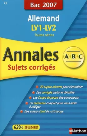 Couverture du produit · Allemand : Annales corrigés, bac 2007