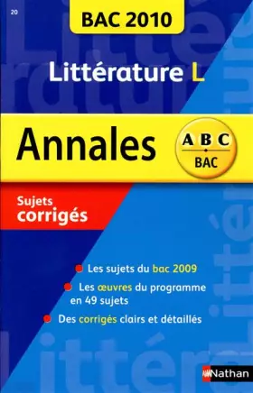 Couverture du produit · Littérature Tle L : Sujets corrigés