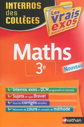 Couverture du produit · Interros des Collèges Maths 3e