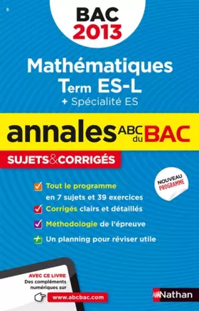 Couverture du produit · ANNALES BAC 2013 MATHS ES SPE