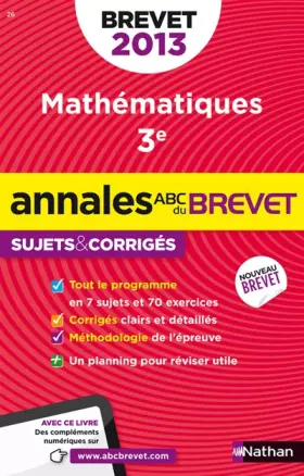 Couverture du produit · ANNALES BREVET 2013 MATHS CORR