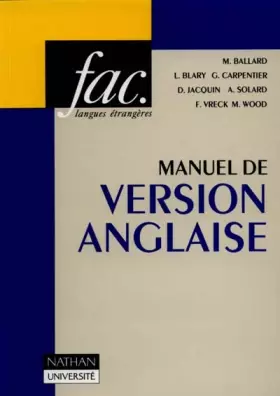 Couverture du produit · Manuel de version anglaise : Textes, traductions, commentaires