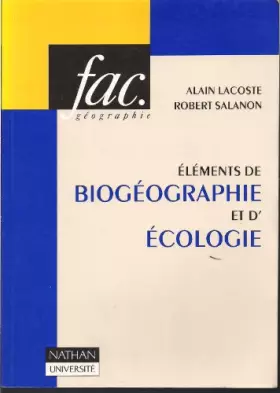 Couverture du produit · Eléments de biogéographie et d'écologie