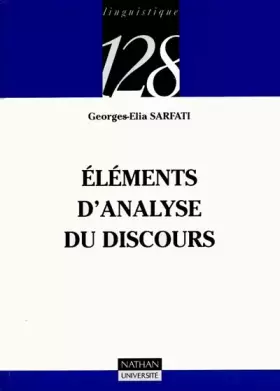 Couverture du produit · Eléments d'analyse du discours