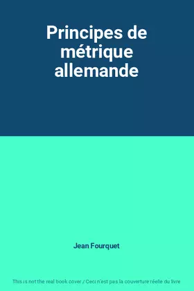 Couverture du produit · Principes de métrique allemande