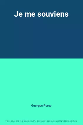Couverture du produit · Je me souviens