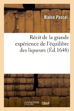 Couverture du produit · Récit de la grande expérience de l'équilibre des liqueurs