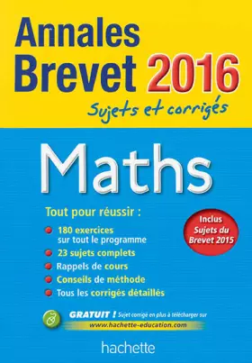 Couverture du produit · Annales 2016 Maths 3E