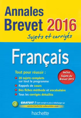 Couverture du produit · Annales 2016 Français 3E