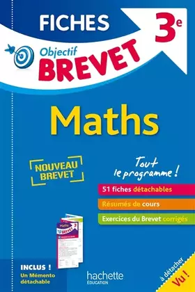 Couverture du produit · Objectif Brevet 3e - Fiches Détachables Maths - Nouveau programme 2016