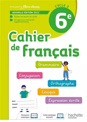 Couverture du produit · Cahier de Français cycle 3/6e - cahier d'activités - Ed. 2022