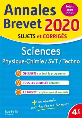 Couverture du produit · Annales Brevet 2020 Sciences