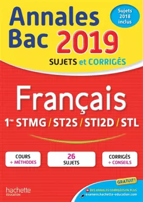 Couverture du produit · Annales Bac 2019 Français 1ères Techno