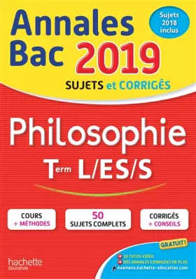 Couverture du produit · Annales Bac 2019 Philosophie Term L, ES, S