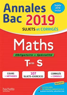 Couverture du produit · Annales Bac 2019 Maths Terminale S