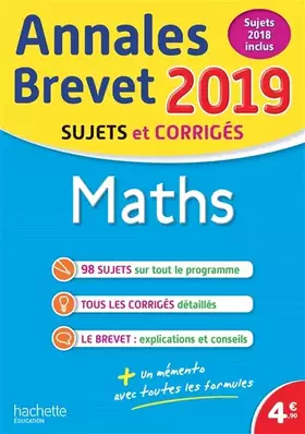 Couverture du produit · Annales Nouveau Brevet 2019 Maths