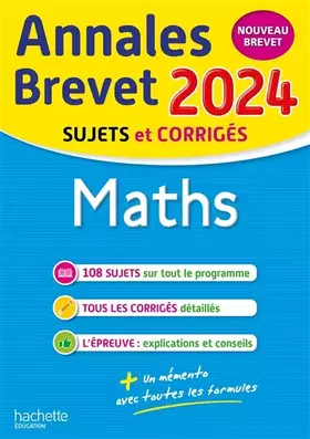 Couverture du produit · Annales BREVET 2024 - Maths