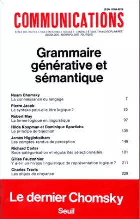 Couverture du produit · Communications, n° 40, Grammaire générative et Sémantique