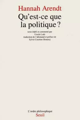 Couverture du produit · Qu'est-ce que la politique ?