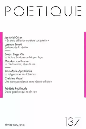 Couverture du produit · Poétique, numéro 137