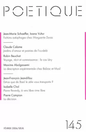 Couverture du produit · Poétique, n° 145