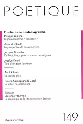 Couverture du produit · Poétique, n° 149
