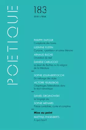 Couverture du produit · Poétique - numéro 183