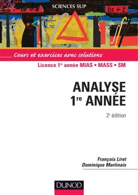 Couverture du produit · Analyse 1re année - Cours et exercices avec solutions