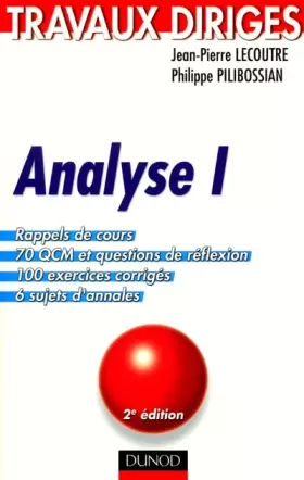 Couverture du produit · Analyse, tome 1 : Travaux dirigés