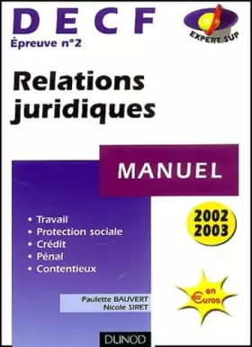 Couverture du produit · DECF, épreuve n°2 : Relations juridiques (Manuel)