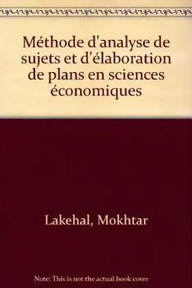Couverture du produit · Méthode d'analyse de sujets et d'élaboration de plans en sciences économiques
