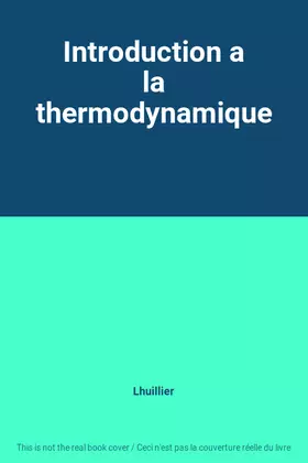 Couverture du produit · Introduction a la thermodynamique