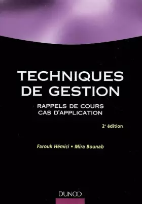 Couverture du produit · Techniques de gestion : Rappels de cours, cas d'application