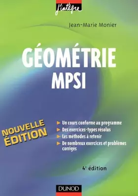 Couverture du produit · Géométrie MPSI : Cours, méthodes et exercices corrigés