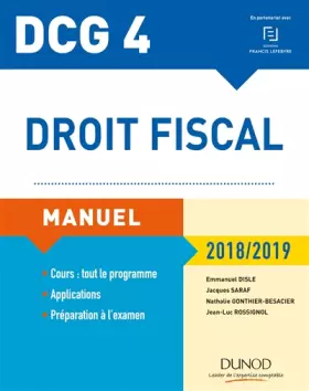 Couverture du produit · DCG 4 - Droit fiscal 2018/2019 - Manuel