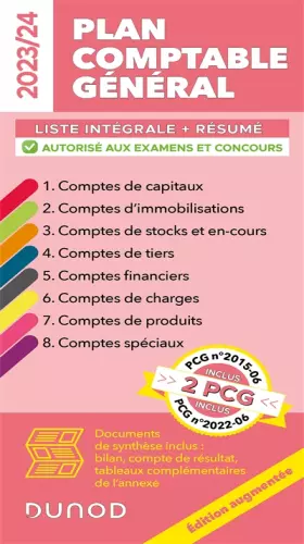 Couverture du produit · Plan comptable général 2023/24 - Edition augmentée: Liste intégrale des comptes + Documents de synthèse (2023-2024)