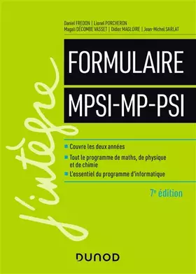 Couverture du produit · Formulaire MPSI-MP-PSI - 7e éd.