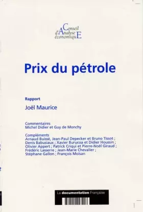 Couverture du produit · Prix du pétrole