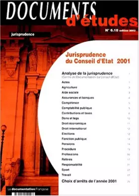 Couverture du produit · Jurisprudence du Conseil d'Etat 2001