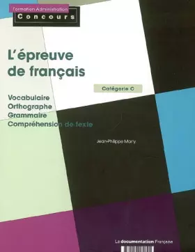 Couverture du produit · L'épreuve de français, catégorie C