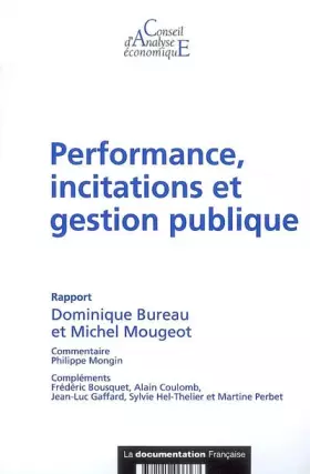 Couverture du produit · Performance, incitations et gestion publique (CAE n.66)