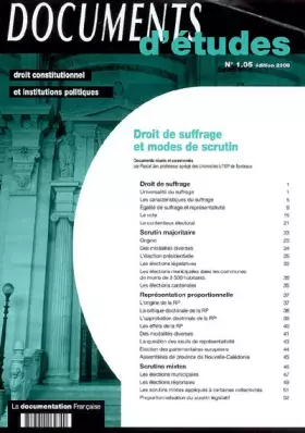 Couverture du produit · Droit de suffrage et modes de scrutin n 1.05 2008