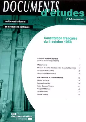 Couverture du produit · Constitution française du 4 octobre 1958