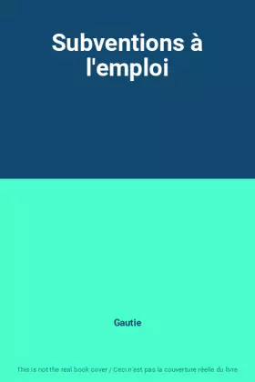 Couverture du produit · Subventions à l'emploi