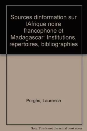 Couverture du produit · Sources d'informations en afrique noire