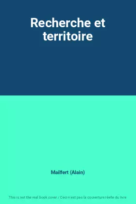 Couverture du produit · Recherche et territoire
