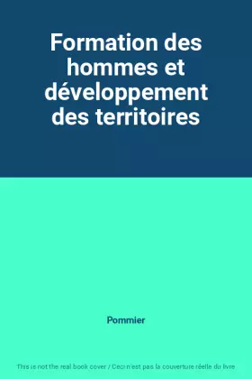Couverture du produit · Formation des hommes et développement des territoires